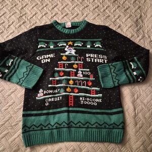 Holiday Time Kids Sweater - Black and Green